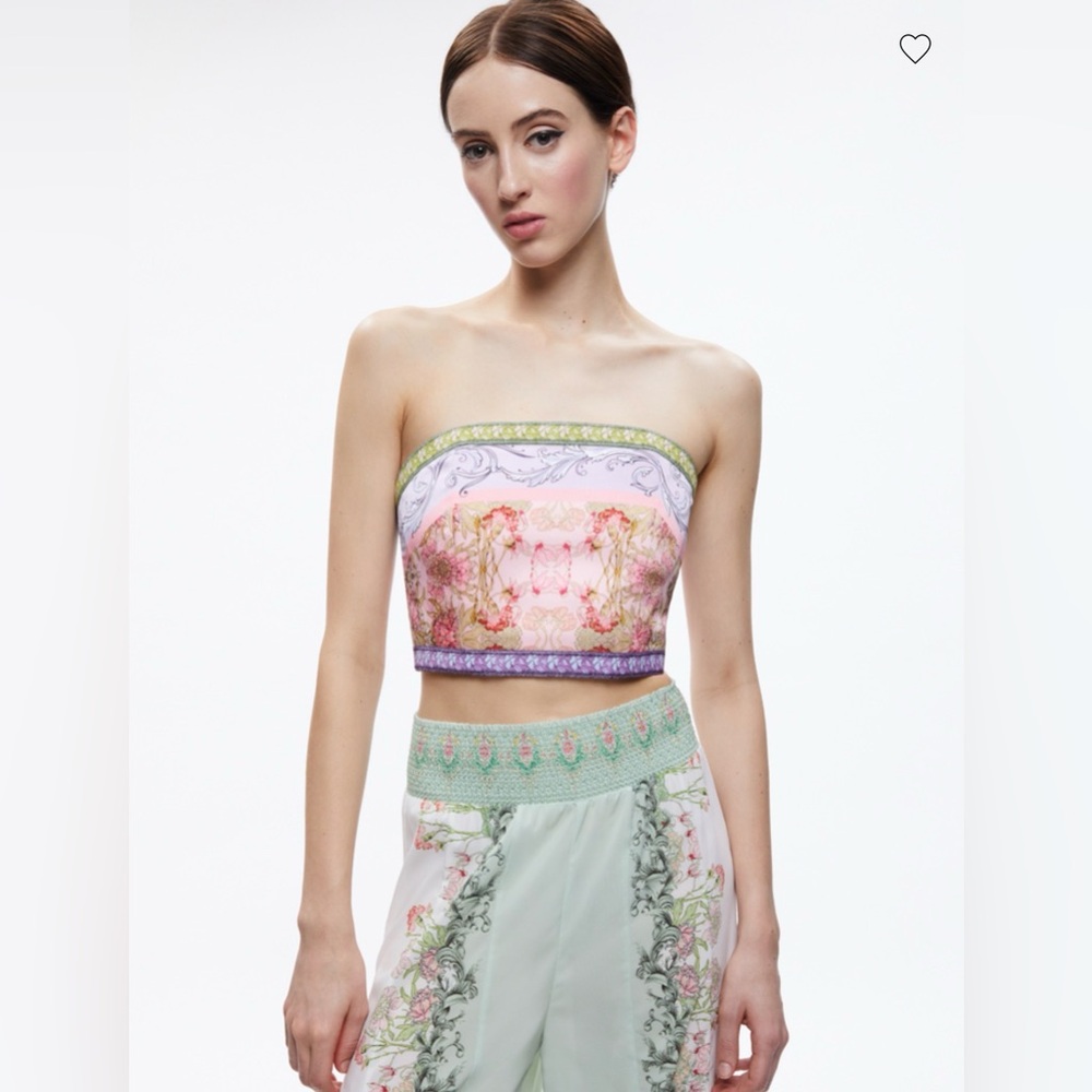 Alice and Olivia Smocked Back Ceresi Top XSmall & Palazzo Pants Small $708 - Picture 3 of 12